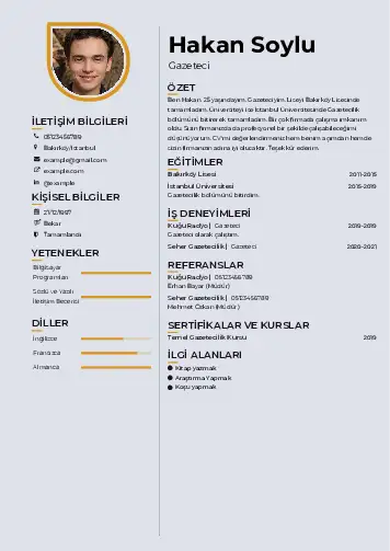 Gazeteci CV Örnekleri cv indir